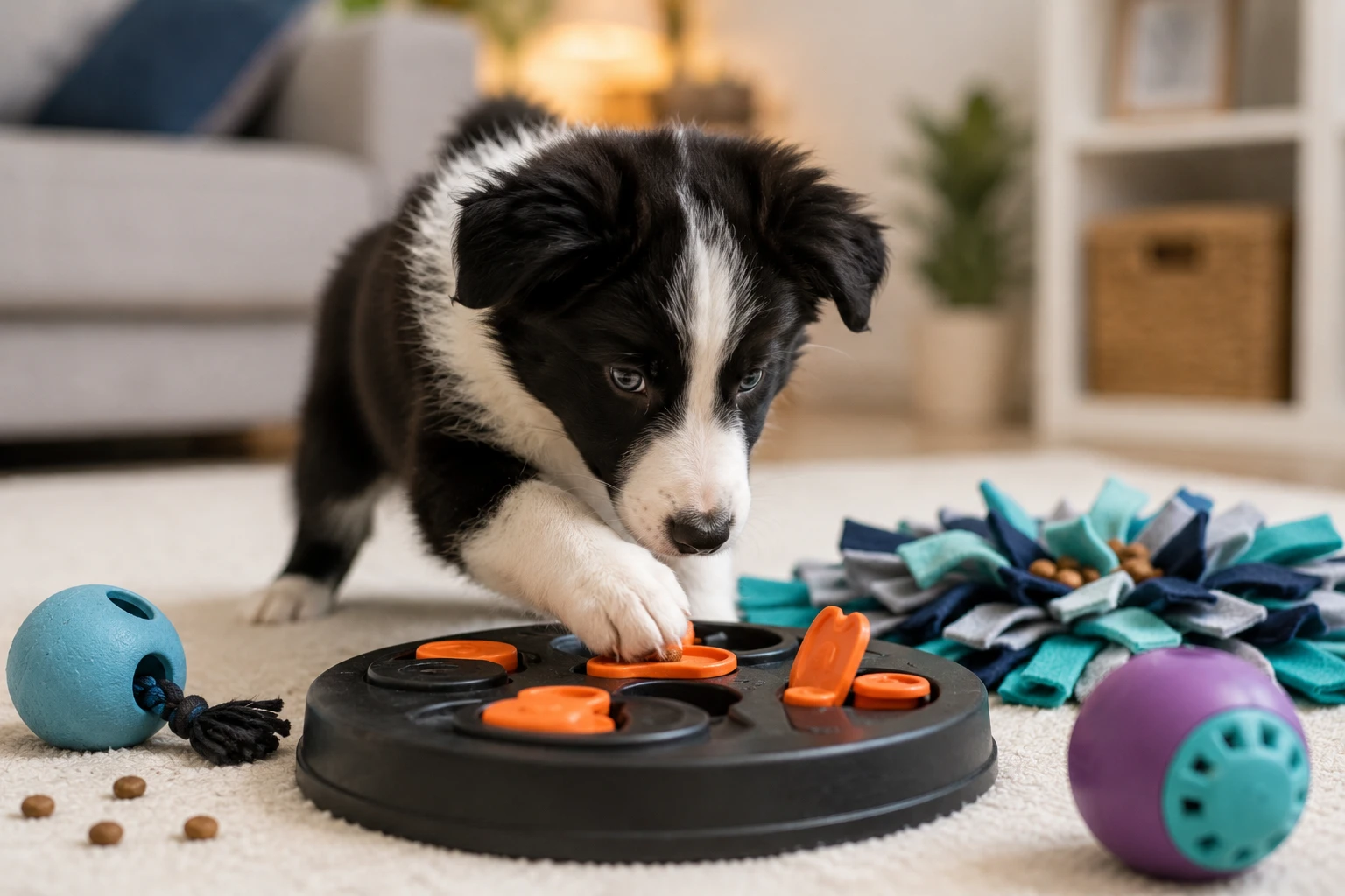 Juegos de estimulación mental para cachorros Border Collie hiperactivos